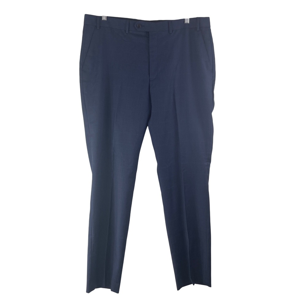 Lauren Ralph Lauren Mens‎ Dress Pants 38W 32L (38x31) Navy Blue Plaid Wool Blend